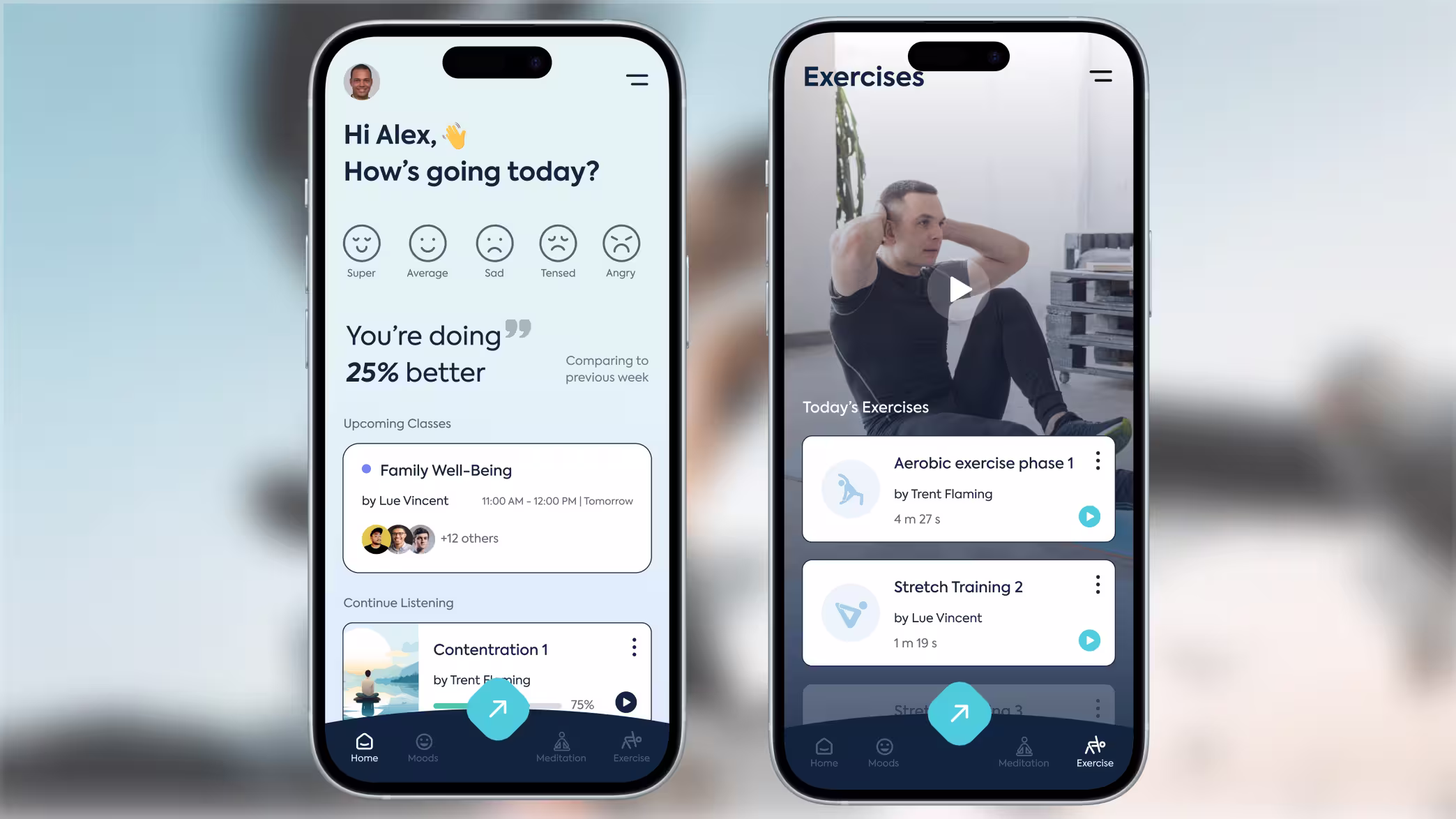 MindCare mobile mental health app interface.