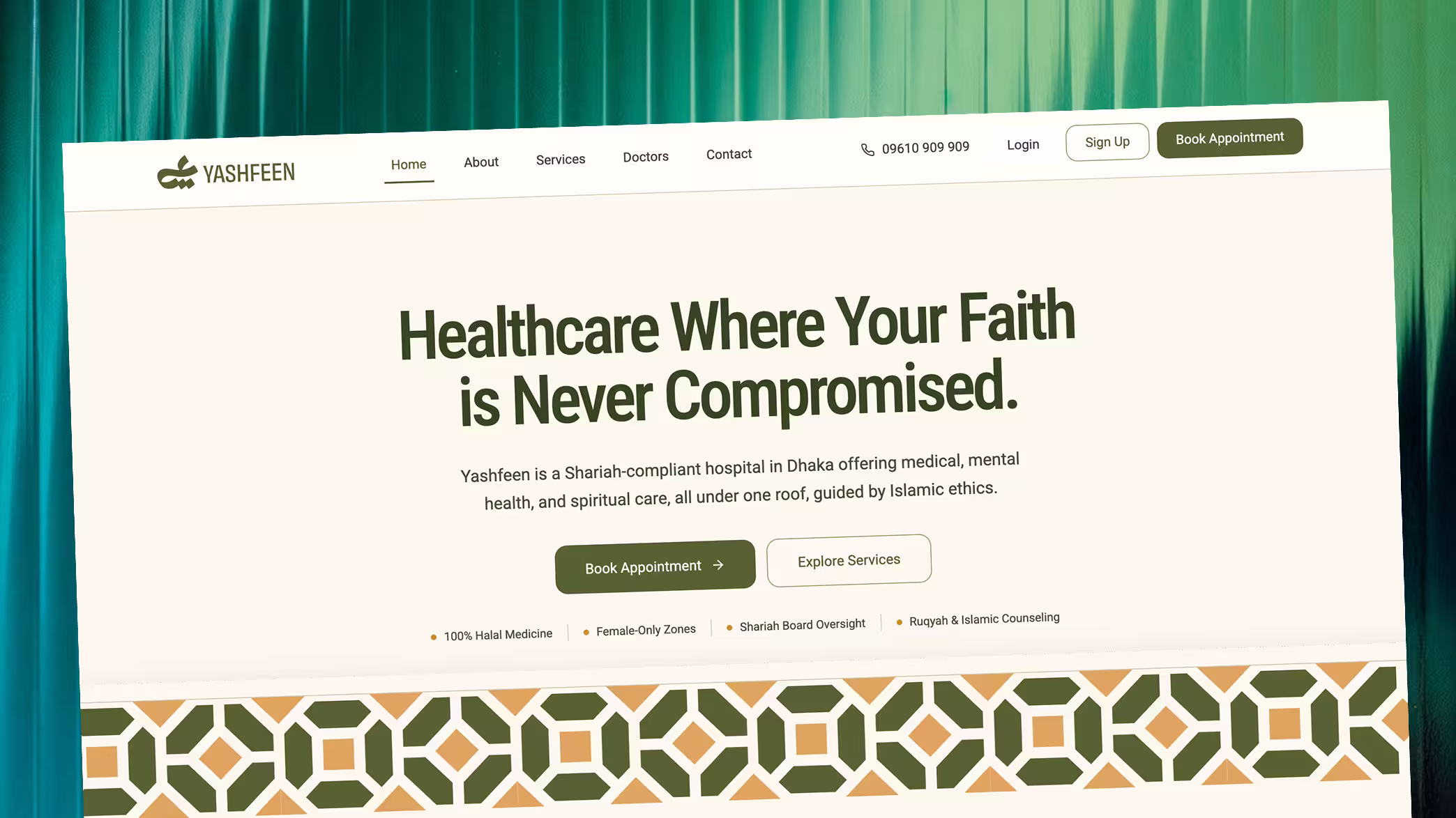 Yashfeen hospital homepage concept.
